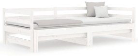 Sofá-cama com gavetão 90x190 cm madeira de pinho maciça branco