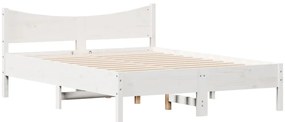 Cama sem colchão 120x200 cm madeira de pinho maciça branco
