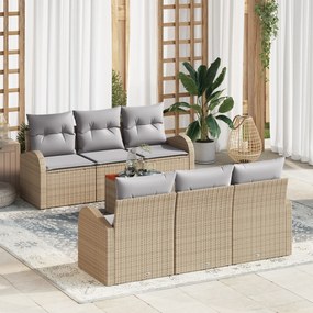 Conjunto de Sofá para Jardim vidaXL com Almofadas Bege Polyrattan Acác