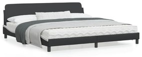 Estrutura de cama c/ cabeceira couro artificial preto e branco