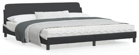 vidaXL Estrutura de cama c/ cabeceira couro artificial preto e branco
