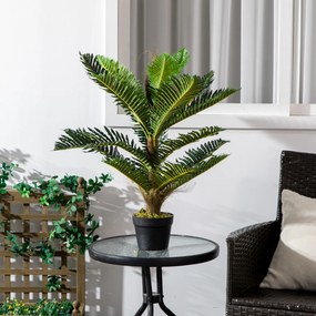 Palmeira artificial de 85 cm com 18 folhas grandes, muito realista, vaso incluído Verde
