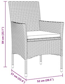 Conjunto de Jantar para Jardim 7 Peças Preto Vime PE