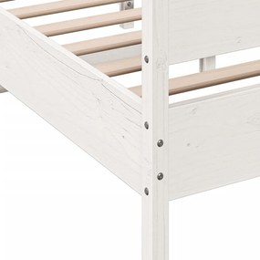 Cama sem colchão 140x200 cm madeira de pinho maciça branco