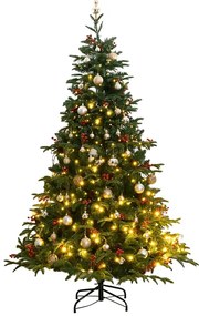 vidaXL Árvore Natal artificial articulada c/ 300 luzes LED+bolas 210cm