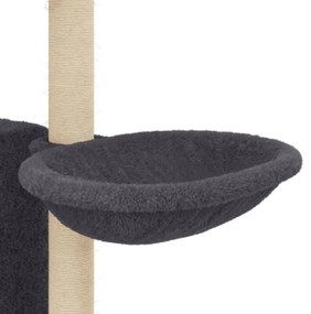 Árvore p/ gatos c/ postes arranhadores sisal 131cm cinza-escuro