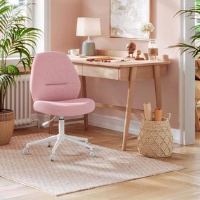 Cadeira de secretária com base e função de baloiço cor-de-rosa pastel