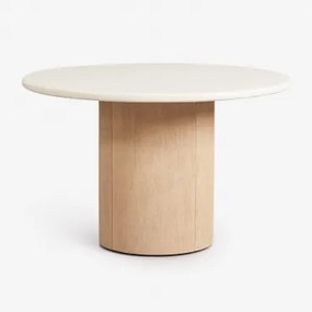 Mesa De Jardim Redonda Em Cimento E Madeira De Acácia Sharpay Ø120 Cm - Sklum