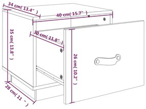 Mesas de cabeceira 2 pcs 40x34x35 cm pinho maciço branco