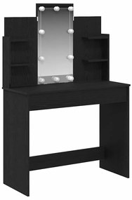 Mesa de Maquiagem vidaXL com Luzes LED Carvalho Preto 96x40x142 cm