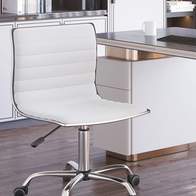 Cadeira de Escritório sem Apoio para os Braços Cadeira de Escritório Giratória com Altura Ajustável 48x52x78-90 cm Branco