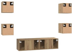 Conjunto de móvel de TV com prateleira 6 pcs carvalho artisiano