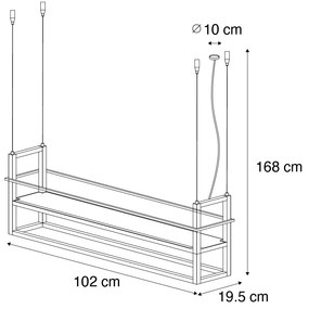 Candeeiro suspenso industrial bege 4 luzes - Cage Rack Industrial