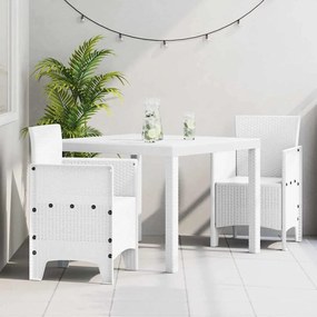 vidaXL Conjunto de Jantar de Jardim 3 Peças Branco em Rattan