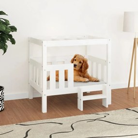 Cama para cães 75,5x63,5x70 cm madeira de pinho maciça branco