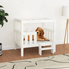 vidaXL Cama para cães 75,5x63,5x70 cm madeira de pinho maciça branco