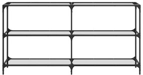 Mesa consola com tampo em vidro transparente 158,5x30x81 cm aço