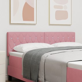 Cabeceira vidaXL com Botão de Cristal Estofada Rosa 140 cm Veludo