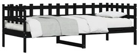 Sofá-cama 90x190 cm madeira de pinho maciça preto