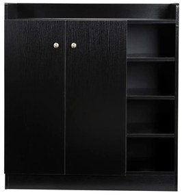 HOMCOM Armário para Sapatos de Madeira com 2 Portas e 4 Estantes 83x30x90cm Preto | Aosom Portugal