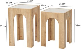 Conjunto de Mesas de Centro Seine – Carvalho Transparente – 35x50 cm e