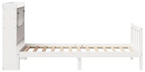 Cama com estante sem colchão 90x200 cm pinho maciço branco