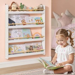 Estante para quarto infantil 12 x 80 x 100 cm com 4 prateleiras em branco