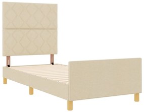 Cama vidaXL em Creme, 100x200 cm, feita de Tecido