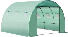 Lona de substituição de 9 m², lona 3 x 3 x 2 m para estufa em túnel (ESTRUTURA NÃO INCLUIDA)  em PE anti-UV, impermeável, com 6 janelas + porta enrolá