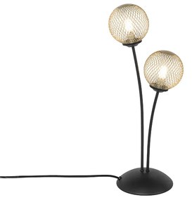 Candeeiro de mesa moderno preto 2 luzes douradas - ATHENS Wire Rústico