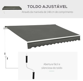Toldo Manual Retrátil 350x250 cm Toldo para Varanda com Manivela de Me