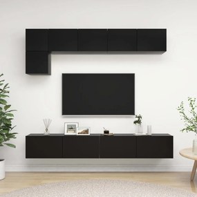 Conjunto de 5 Móveis de Parede de TV Beja L - Preto - Design Moderno