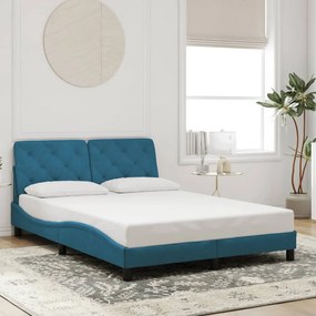 Estrutura de cama c/ luzes LED 120x200 cm veludo azul