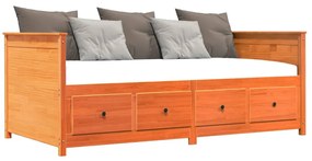 Sofá-cama 100x200 cm madeira de pinho maciça castanho cera