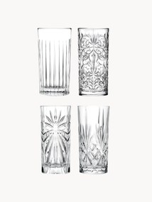 Copos altos de cristal com padrão em relevo Bichiera, conjunto de 4