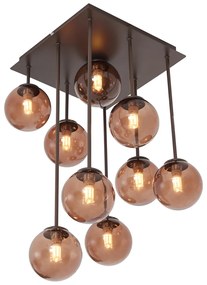 Plafond de design bronze com vidro bronze 9 luzes - Athens Design