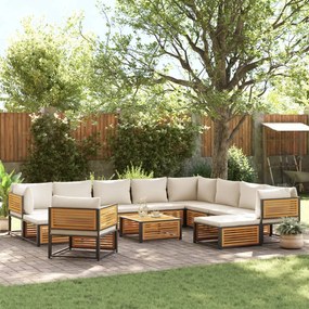 vidaXL 12 pcs conjunto de sofás de jardim com almofadões acácia maciça