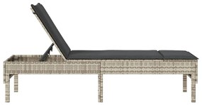 Espreguiçadeira almofadão 55x200x44cm vime PE cinzento-claro