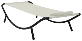 Espreguiçadeira de jardim 200x90 cm aço creme