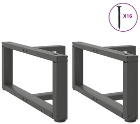 Pés para mesa de centro em forma de T, 2 peças, antracite, 60x25x(30-3