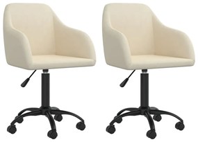 vidaXL Cadeiras de jantar giratórias 2 pcs veludo cor creme
