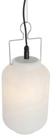 Candeeiro de suspensão exterior branco 20 cm com ficha IP44 - Pion Moderno