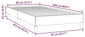 Estrutura de cama sem colchão cinza escuro 80x220 cm Veludo