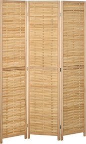 HOMCOM Biombo de 3 Paineis Separador de Ambientes Dobrável 120x1,8x170 cm Divisor de Ambientes com Padrão Tecido em Bambu Madeira | Aosom Portugal