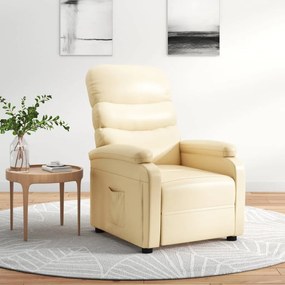 289683 vidaXL Poltrona reclinável couro artificial cor creme