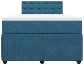 Cama boxspring com colchão 120x190 cm veludo azul