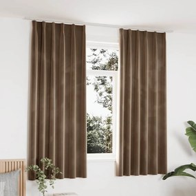 Cortinas blackout com ganchos 2 pcs 140x175 cm veludo bege