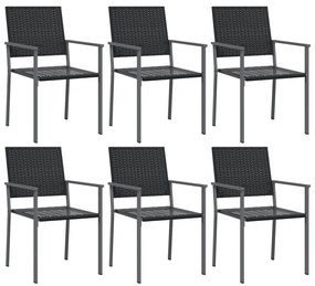 7 pcs conjunto de jantar p/ jardim vime PE e aço