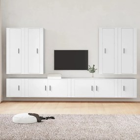 vidaXL Conjunto móveis de TV 8 pcs madeira processada branco