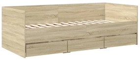 Sofá-cama com gavetas sem colchão 90x200 cm carvalho sonoma